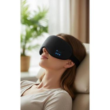 Imagem de 2x Máscara Dormir Bluetooth 5.0 Conforto Total Preto - Congratulations