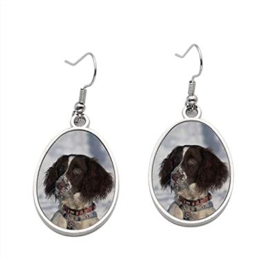Imagem de Brinco Springer spaniel inglês na neve – Springer spaniel inglês com pingente de neve para meninas – Presente de festa de aniversário dos namorados