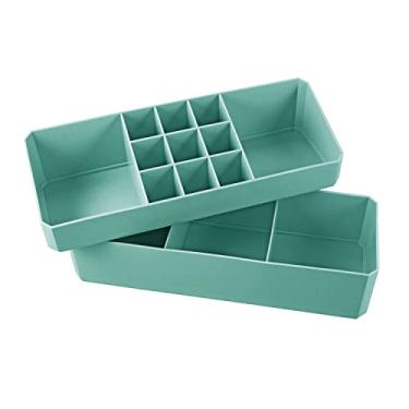 Imagem de Organizador Divisórias Escritório Closet Gaveta Plastico Cor:Azul Turquesa