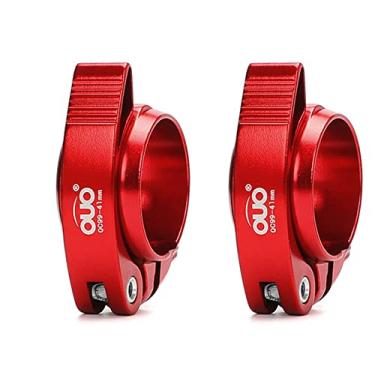 Imagem de Braçadeira para assento de bicicleta adequada para 40/41 mm, liga de alumínio para bicicleta de liberação rápida espigão de assento de fixação para bicicleta dobrável, MtB, bicicleta de estrada (vermelha, 41 mm)