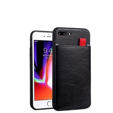 Imagem de Carteira de cartão estojo de couro para iPhone 13 12 11Pro Max XS Max XS XR X 8 7 Plus SE Slot para cartão Puxe Bolsa Capa Moldura de Silicone, Preto, para iPhone 12Pro MAX