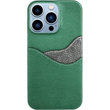 Imagem de HAODEE Capa para iPhone 13/13 Mini/13 Pro/13 Pro Max, capa flip de couro PU premium à prova de choque, à prova de queda, ultrafina, capa fina protetora 2 cartões (cor: verde, tamanho: 13 mini 5,4 polegadas)