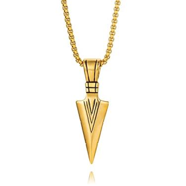 Imagem de LHDUF Colar com flechas, pingente masculino de aço de titânio masculino poder personalidade rock, Metal, Sem Pedra Preciosa