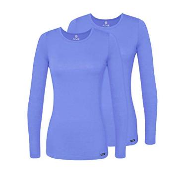 Imagem de Adar Underscrubs para mulheres, pacote com 2 – Camiseta confortável de manga comprida, Ceil Blue, X-Small