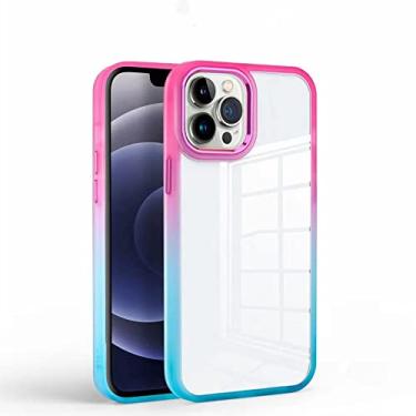 Imagem de Capa de telefone com armação de lente de platina gradiente colorido para iPhone 13 11 12 Pro Max Transparência Tpu Capa à prova de choque para 13 12,3, para iphone 13Pro