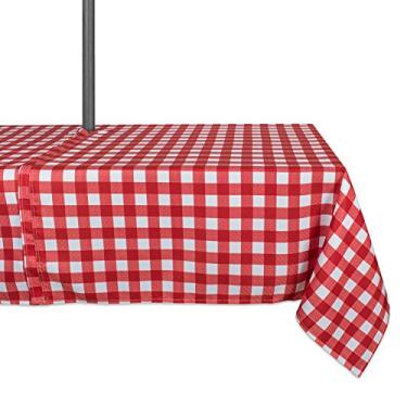 Imagem de DII Coleção Red Check Outdoor de mesa, resistente a manchas e à prova d'água, 152 x 300 com zíper, xadrez