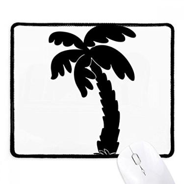 Imagem de Mousepad de borracha com contorno preto da planta de coqueiro, borda costurada, tapete para jogos