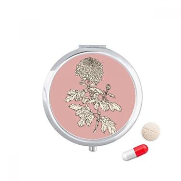 Imagem de Porta-comprimidos de crisântemo preto e branco, caixa de armazenamento de medicamentos