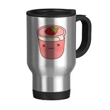 Imagem de Caneca de viagem Expression de sorvete de morango com tampa flip em aço inoxidável copo de carro copo térmico