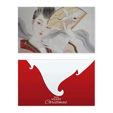 Imagem de Beleza Dobrável Fã Pintura Chinesa Feriado Feliz Natal Cartão de Parabéns Mensagem de Letras de Natal