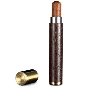 Imagem de Tubo único de charuto portátil para viagem umidificador mini caixa de armazenamento para charutos - Ótimo presente para fumantes