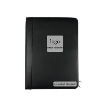 Imagem de Portfólio de couro genuíno personalizado para homens, pasta de couro com zíper para mulheres, fichário de 3 anéis com gravação, serve para laptop de 13 polegadas com bloco de papel A4 iPad Pro, presente de escritório (chocolate)