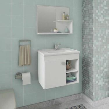 Imagem de Gabinete Para Banheiro Lótus 55 Cm Com Espelho Mgm Branco