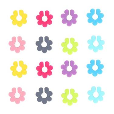 Imagem de QANYEGN Marcadores De Taças De Vinho 16 Peças, Etiquetas Florais De Silicone Para Taças De Vinho, Etiquetas Coloridas E Divertidas Para Taças De Vinho Para Festas E Eventos