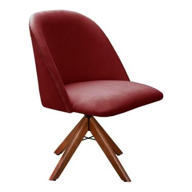 Imagem de Poltrona Gaia Cadeira Giratória Pé Madeira Decoração Moderna Recepção Escritório