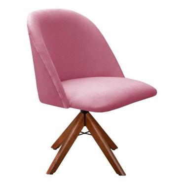 Imagem de Poltrona Gaia Cadeira Giratória Pé Madeira Decoração Moderna Recepção Escritório