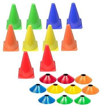 Imagem de Kit 20 Cones + 20 Pratos Demarcatório Para Treinamento Funcional Agilidade