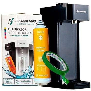 Imagem de Purificador de Água Natural Preto Facile C3 Hidrofiltros Kit Fixação