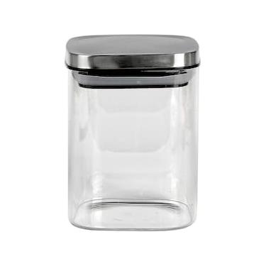Imagem de Porta Mantimentos Quadrado Dynasty em Vidro Borossilicato com Tampa de Metal Prata – 800 ml