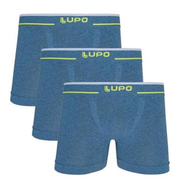 Imagem de Kit 3 Cuecas Boxer Lupo Plus Size Microfibra Sem Costura Azul