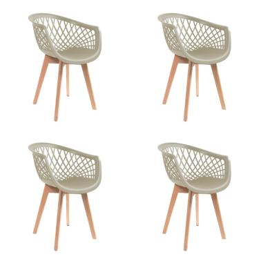 Imagem de Kit 4 Cadeiras Eames Design Wood Web Fendi