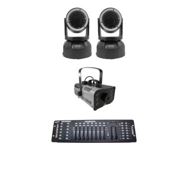 Imagem de Kit 2 Mini Moving Beam+Máquina De Fumaça1200W + Mesa Dmx512