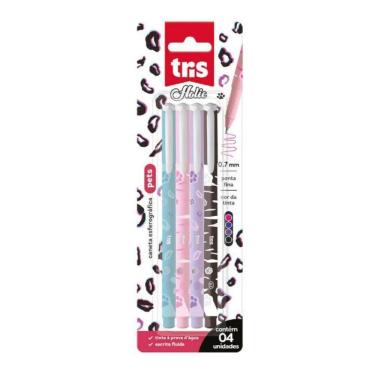 Imagem de Caneta Esferográfica Holic Pets 0.7Mm Com 4 Canetas Tris