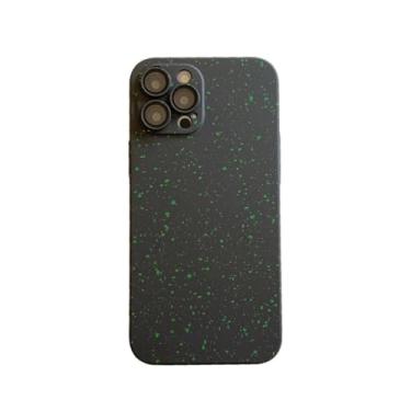 Imagem de Capa luxuosa de plástico rígido com respingos de arte, para iphone 14 pro max 11 12 13 pro max plus, capa protetora de câmera de vidro, verde, para iphone 13