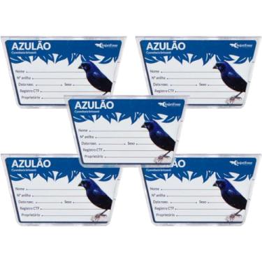 Imagem de Kit 5 Porta Nome Azulão Acrílico Ficha Identificação Marcação Criador Macho Fêmea Torneio Criação Placa Identificação Personalizada Cyanoloxia brissonii