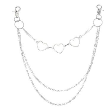 Imagem de Corrente de jeans moderna para mulheres, liga multicamadas, coração vazado, corrente simples, corrente para calças, média, liga, sem pedra preciosa