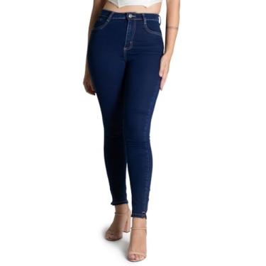 Imagem de Calça Jeans Feminina Sawary Original Premium Valoriza Bumbum Lycra Elastano (BR, Cintura, 42, Slim, Regular, Azul)