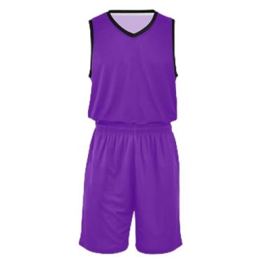 Imagem de CHIFIGNO Camiseta de basquete infantil violeta escura, tecido macio e confortável, camiseta de futebol infantil 5T-13T, Roxa, X-Small