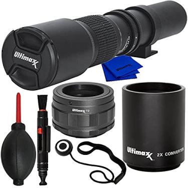 Imagem de Ultimaxx Kit de lentes teleobjetivas pré-definidas multirevestidas manual 500 mm f/8 de alta potência para câmeras sem espelho Canon EOS R & RP - Inclui: adaptador de montagem em T para Canon RF e