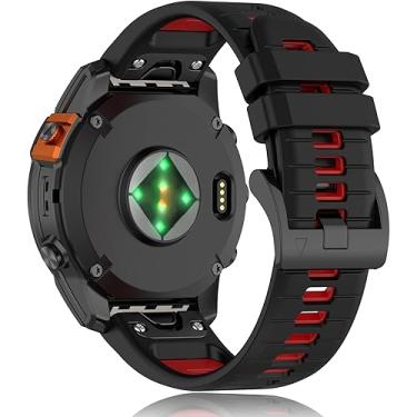Imagem de VINIUSIKI Pulseiras de silicone para Garmin Fenix 7 Pro de 22 mm, ajuste fácil, para Garmin Fenix 6 Pro Descent G1 Tactix Bravo Approach S62 Fenix 5 Plus Forerunner 965 955, preto e vermelho