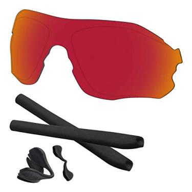 Imagem de Predrox Lentes espelhadas vermelhas EV Zero Path e kits de borracha para óculos de sol Oakley OO9308 polarizados