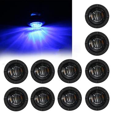 Imagem de FXC Luz LED redonda de 10 x 1,9 cm Luz indicadora de luz frontal traseira para caminhão, carro, ônibus, trailer, vans, caravanas, barco, luz traseira de freio (12 V, Bluesmoked)