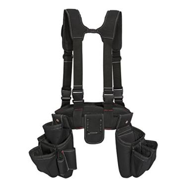 Imagem de Dickies Equipamento de trabalho de carpinteiro de 4 peças, suspensórios de cinto acolchoados, malha de resfriamento, cinto de ferramentas de couro, fivela de aço, preto