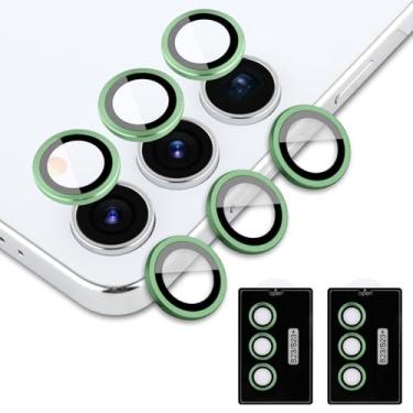 Imagem de aidvaia Protetor de lente de câmera verde limão fresco compatível com Samsung Galaxy S23 Plus, protetor de lente de vidro temperado de anel de liga de alumínio anti-arranhões capa decorativa para
