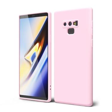 Imagem de oakxco Capa de telefone de silicone líquido para Samsung Galaxy Note 9, linda e fina borracha macia TPU capa de gel lisa para mulheres menina, protetor sólido fosco e amortecedor à prova de choque, rosa claro rosa
