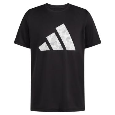 Imagem de adidas Camiseta atlética de absorção de umidade para meninos com logotipo Bos Ghost manga curta, Camuflagem preta, G
