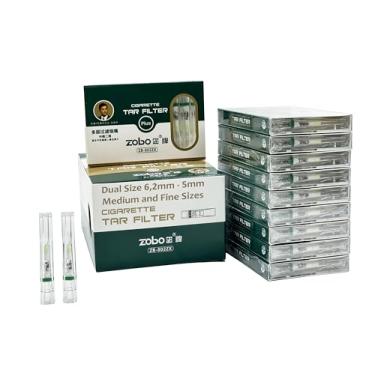 Imagem de ZOBO Filtros de cigarro descartáveis de tamanho duplo, 5 camadas, microporosa, multi-filtragem para reduzir manchas de alcatrão e fumaça (100 por pacote), design elegante e elegante, cigarros médios e