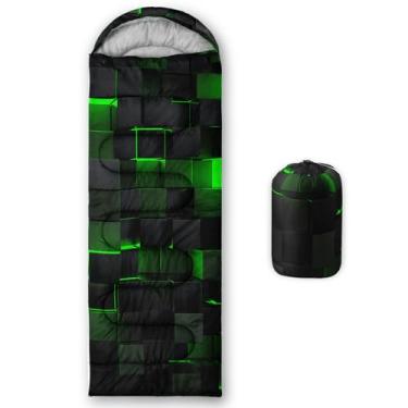 Imagem de Sacos de dormir para adultos e crianças, impressão 3D, saco de dormir para meninas e meninos, leve, impermeável, frio/quente, 3 estações, viagens ao ar livre com bolsas de compressão