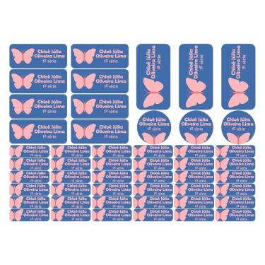 Imagem de Adesivo Etiqueta Escolar Personalizado Vinil Borboleta 50 UN