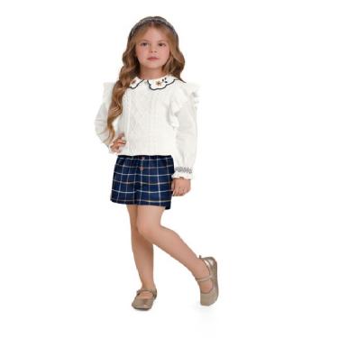 Imagem de Conjunto Infantil Menina Camisa Manga Longa com Colete em Tricot e Short - Milon