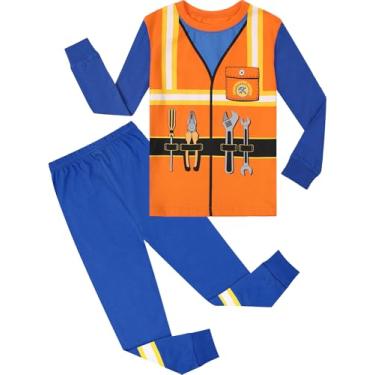 Imagem de A&J DESIGN Pijama infantil de trabalhador da construção civil para meninos e meninas conjunto de pijama 2 anos