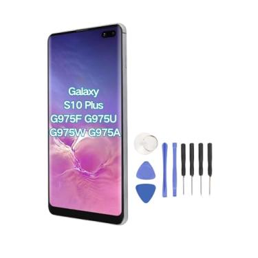 Imagem de Para Galaxy S10 Plus SM G975F G975U G975W G975A Conjunto de Toque de Tela LCD AMOLED de 6,4 Polegadas Com Tamanho Original da Moldura e Função de Impressão Digital, Kit de (Preto)