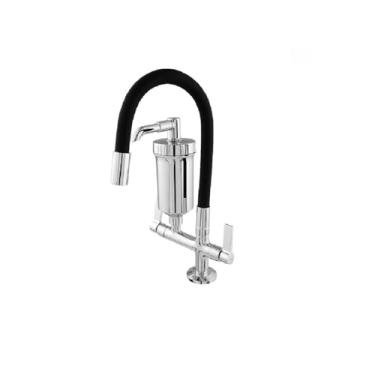 Imagem de Torneira Cozinha Bica Flexível 5/8 com Filtro - 1/4 Volta - Bancada Preto