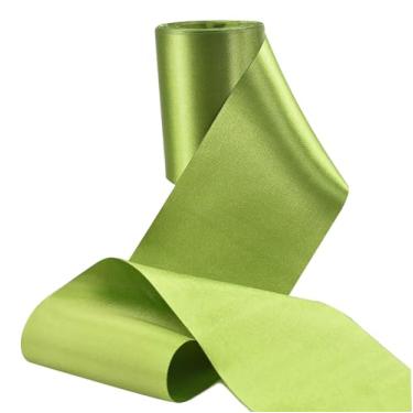 Imagem de Fita de cetim de cor sólida, sem rugas, fita de tecido sedoso para cerimônia de corte, faixas, cadeira, mesa, carro, laços, artesanato, costura, decoração de festa de casamento (verde exército 10 cm
