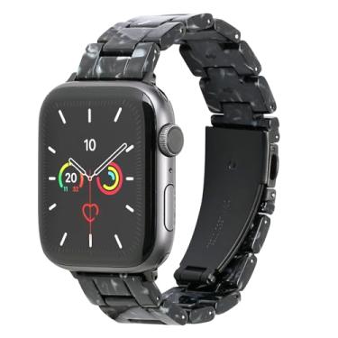 Imagem de MAIRUI Pulseiras de relógio de resina compatíveis com Apple Watch para mulheres e homens, pulseira de substituição de elos elegantes de 49 mm/45 mm/44 mm/42 mm séries 9/8/7/6 SE 5/4/3/2/1/Ultra
