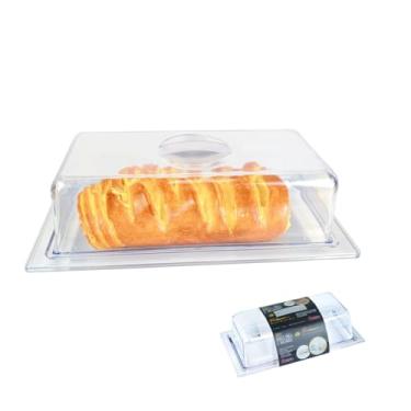 Imagem de Organizador Porta Pães Doces e Salgados C/Tampa Moderno Em Cristal Pequeno 23x15 cm Luxuoso